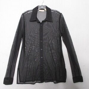 Vintage Apostrophe Stretch Top Black Sheer Y2K Goth Long Sleeve Grunge Edgy